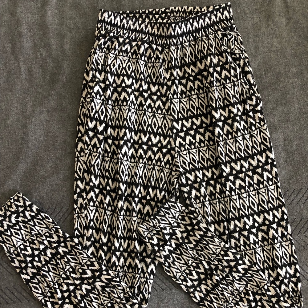 H&M Black and White Harem Party Pants
